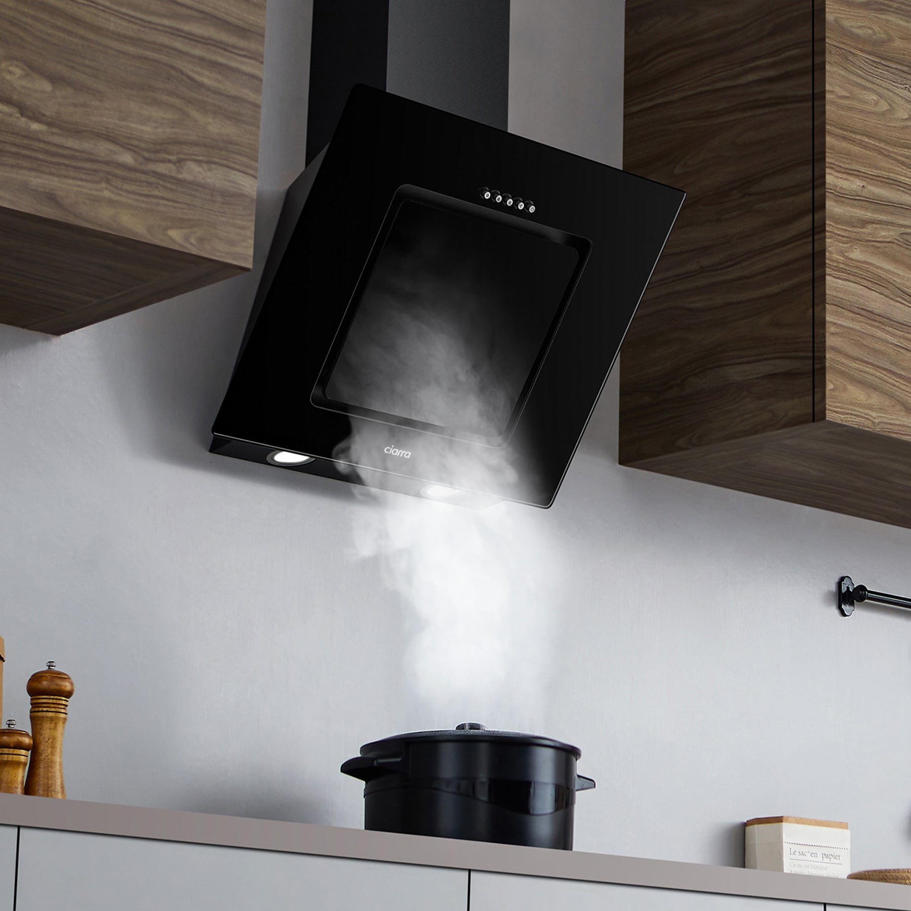 CIARRA 60cm Angled Cooker Hood with 3-speed Extraction CBCB6736C-OW